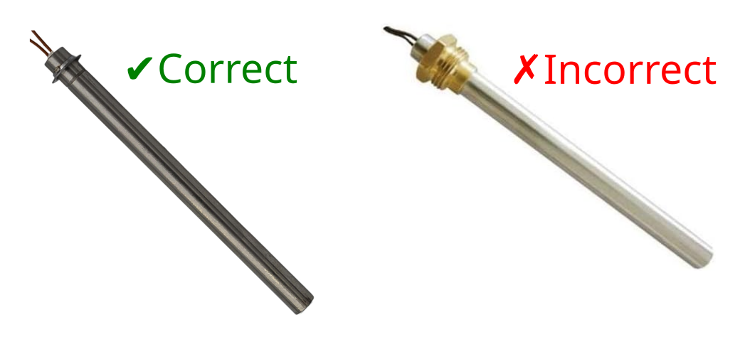 Flat flange (left) vs brass fitting (right) — similar enough to buy the wrong one